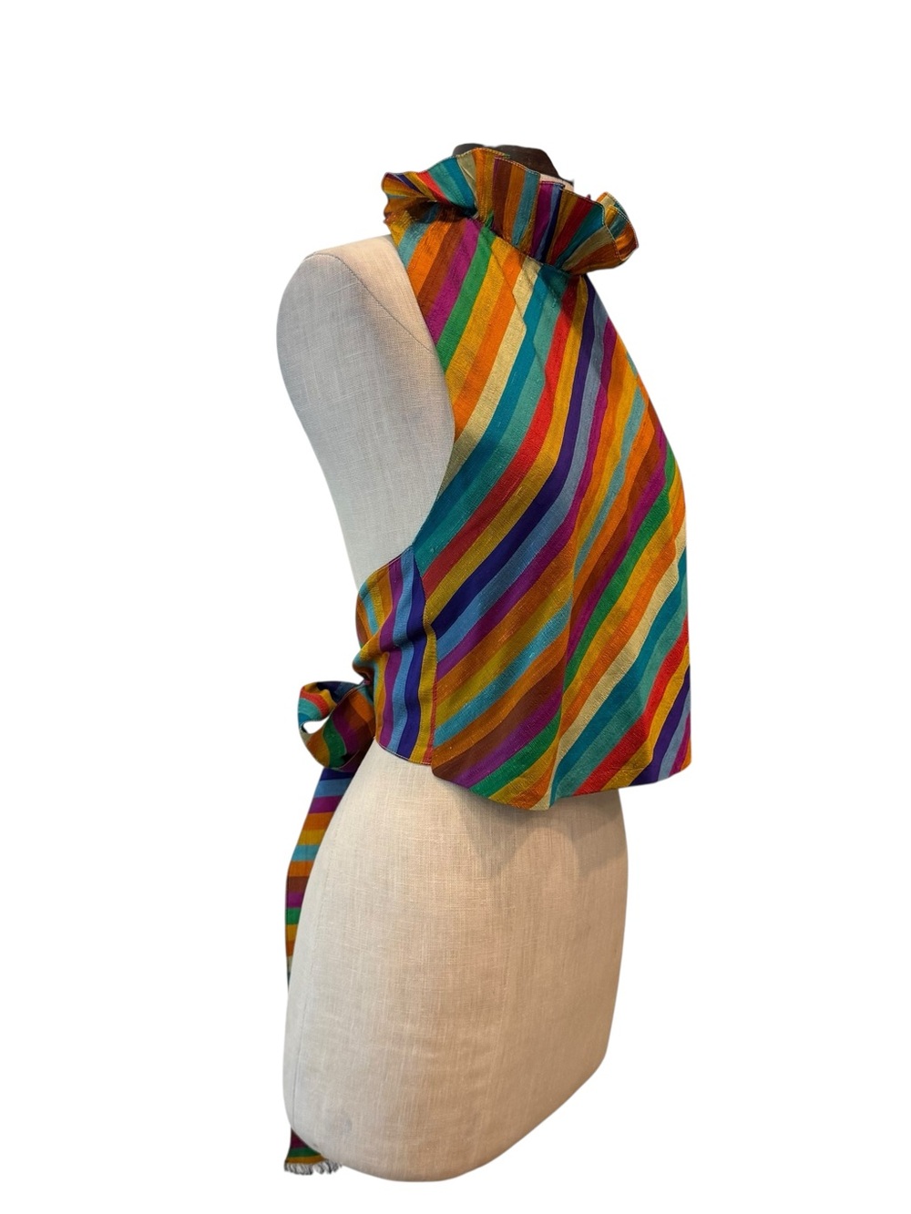 Vintage Ruffle neck rainbow halter top 1970s vintage - Picture 6 of 8